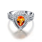 1.65ct Natural Brazil Citrine (yellow, VVS1-clarity), 0.51ct Round Cut Diamond (VS/H), 14k White Gold Ring - 03RG36