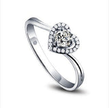 Heart!diamond Engagement Bridal Ring, 0.25ct Solitaire Diamond With 0.03ct Accent Diamonds (SI Clarity, I-J Color), 18k White Gold Wedding Ring - 03RG37