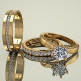 2.5ct Brilliant Cut Diamond Gold Complete Wedding Set - 03US06B