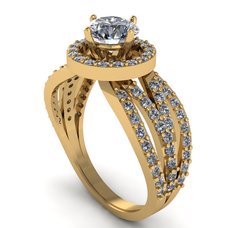 1.56ct Round Cut Diamond Gold Engagement Ring - 03US34