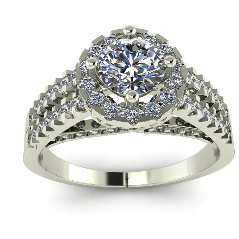 1.2ct Brilliant Cut Diamond Gold Halo Engagement Ring - 03US40