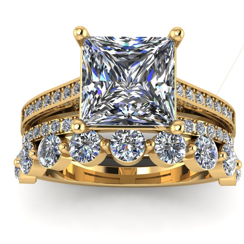3.4ct Princess Cut Diamond Gold Bridal Set - 03US42