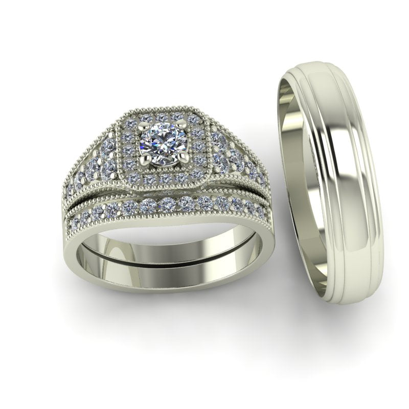 0.79ct Brilliant Cut Diamond Gold Complete Wedding Set - 03US63C