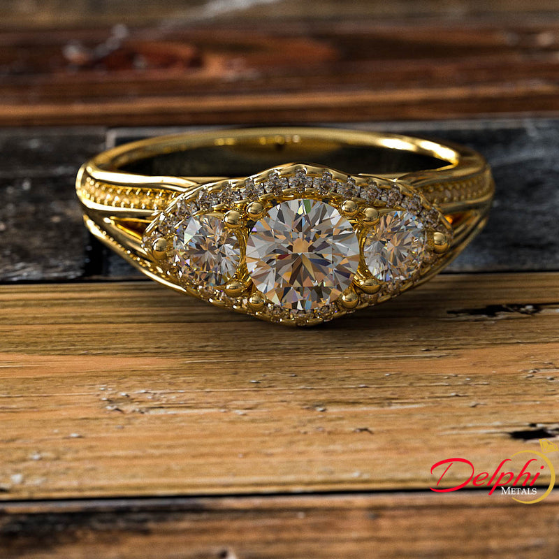 1.13ct Round Cut Diamond Gold Engagement Ring - 03US75