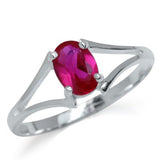 Simulated Ruby 925 Sterling Silver Solitaire Ring - 04AB01