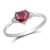 Sterling Silver Ruby Cz Engagement Ring - 04AB02