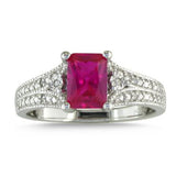 Ruby and Diamond Sterling Silver Ring - 04AB05
