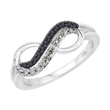 Sterling Silver, Black and White Cubic Zirconia Infinity Rin - 04AB15