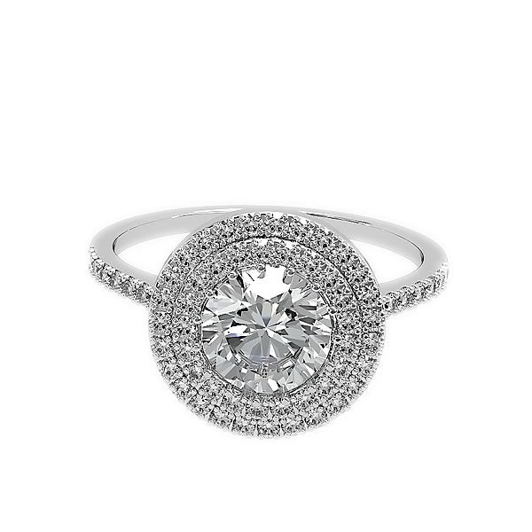 Gold Engagement ring with Double Halo Diamond stones - 04GG03