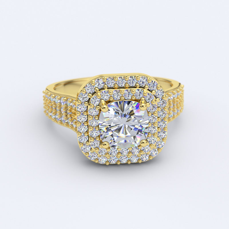 Double Halo Gold Engagement Ring - 04GG59