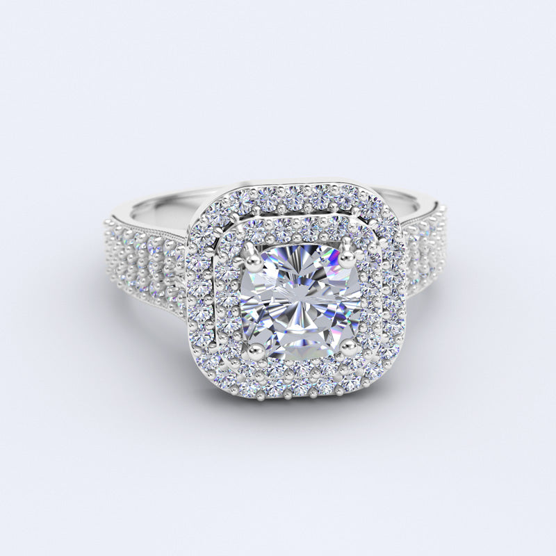 Double Halo Gold Engagement Ring - 04GG59
