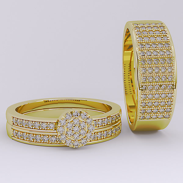 Gold Trio Wedding Set - 04GG66