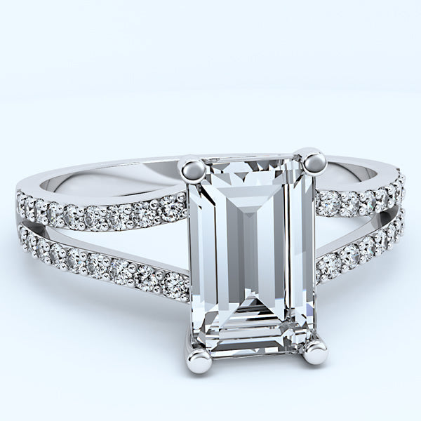 Emerald Cut White Gold Engagement Ring - 04GG86