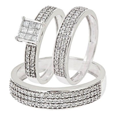 1 Carat Diamond Trio Wedding Set - 04RG07