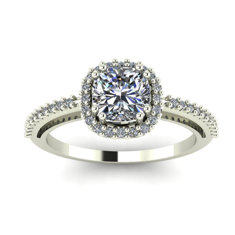 1.27ct Cushion Cut Diamond Halo Gold Engagement Ring - 04US07