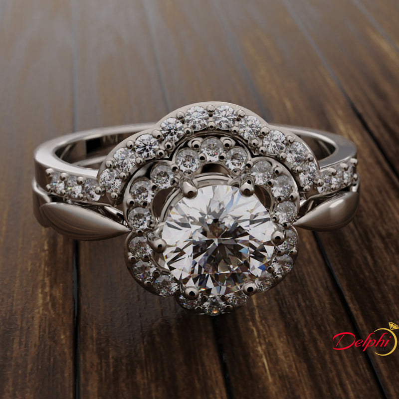 1.1ct Round Diamond Gold Bridal Set - 04US14