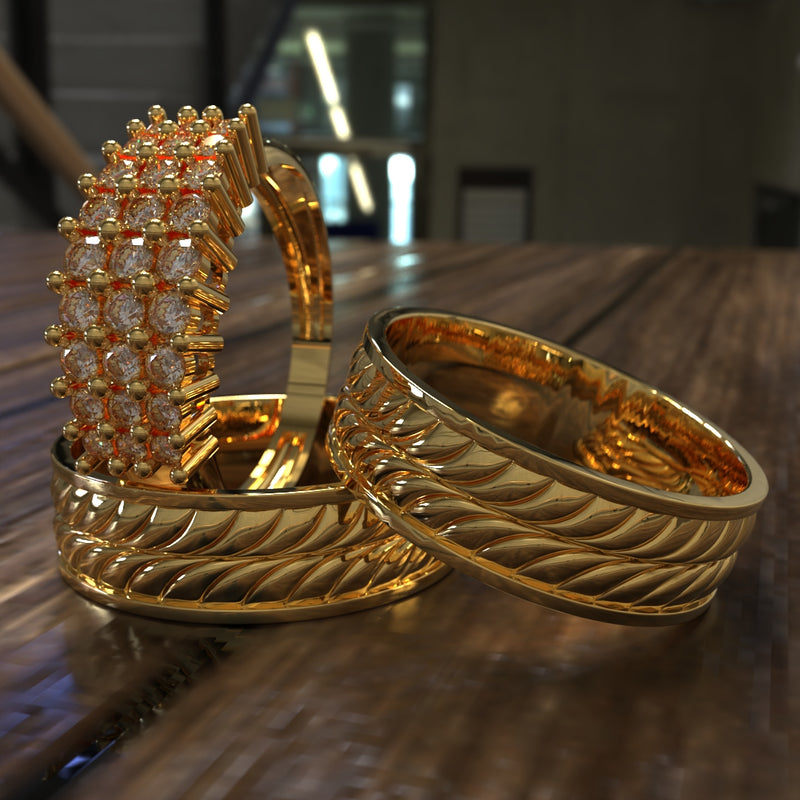 0.73ct Brilliant cut Diamond Complete Wedding Set - 04US32