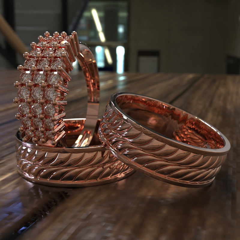 0.73ct Brilliant cut Diamond Complete Wedding Set - 04US32