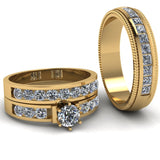 2.31ct Brilliant Cut Diamond Gold Complete Wedding Set - 04US33