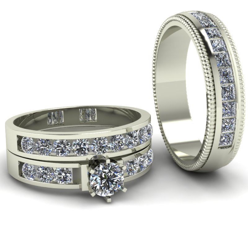2.31ct Brilliant Cut Diamond Gold Complete Wedding Set - 04US33
