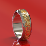 Two Tone Gold Celtic 8mm Wide Wedding Band - 04US40