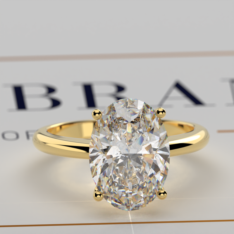 Gold Oval Solitaire Engagement Ring - 04US45