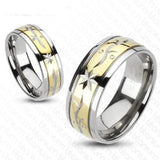 Solid Titanium 2 Tone Gold IP Ring Set - 05AB03