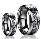 His & Her's 8MM/6MM Dragon Design Wedding Band - 05AB12