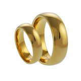 His & Her's 8MM/6MM Tungsten Carbide Shiny Gold Wedding Band  - 05AB15