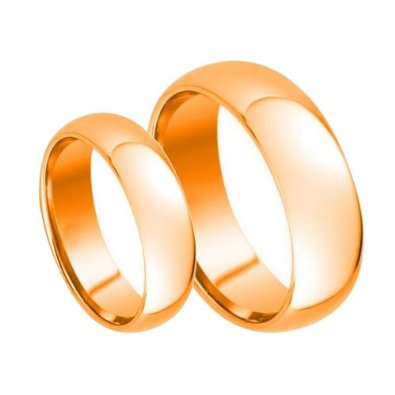 Men & Women's 8mm/6mm Tungsten Carbide Shiny Rose Gold Wedding Bands - 05AB16