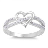 Sterling Silver Polished Twist Heart Engagement Ring - 05AB24