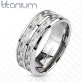 Solid Titanium White Carbon Fiber Inlay Band - 05AB48