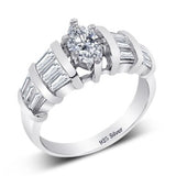 Sterling Silver Marquise Engagement Ring - 05AB60