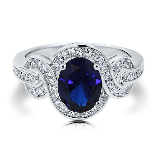 Sapphire Cubic Zirconia CZ Sterling Silver Ring - 05AB80