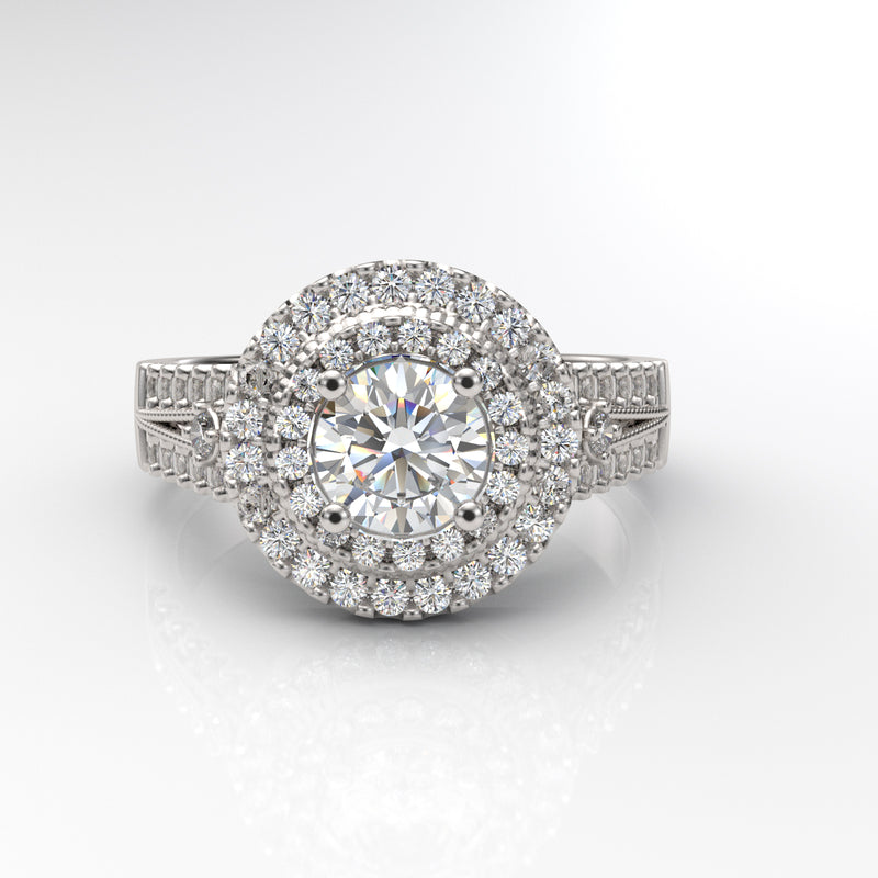 Gold Double Halo Engagement Ring - 05GG16