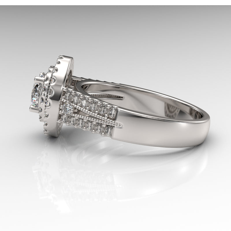 Gold Double Halo Engagement Ring - 05GG16