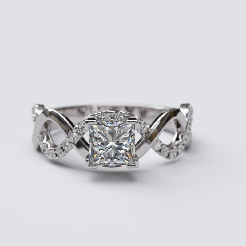 0.9ct Princess Cut Intertwined Gold Engagement Ring - 05GG24A