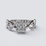 0.9ct Princess Cut Intertwined Gold Engagement Ring - 05GG24A