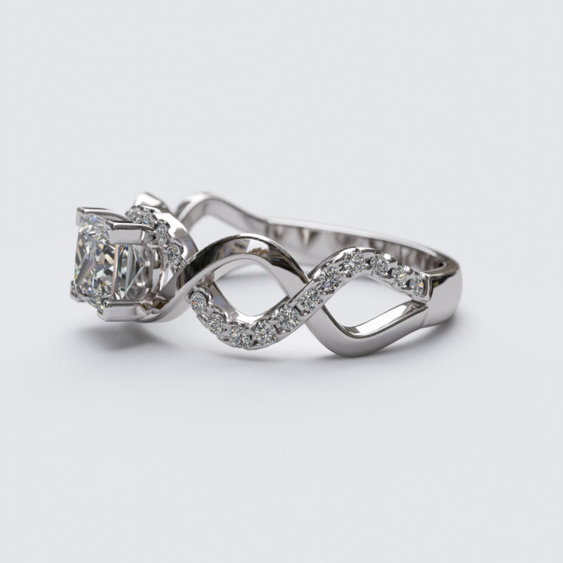 0.9ct Princess Cut Intertwined Gold Engagement Ring - 05GG24A
