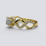 0.9ct Princess Cut Intertwined Gold Engagement Ring - 05GG24A