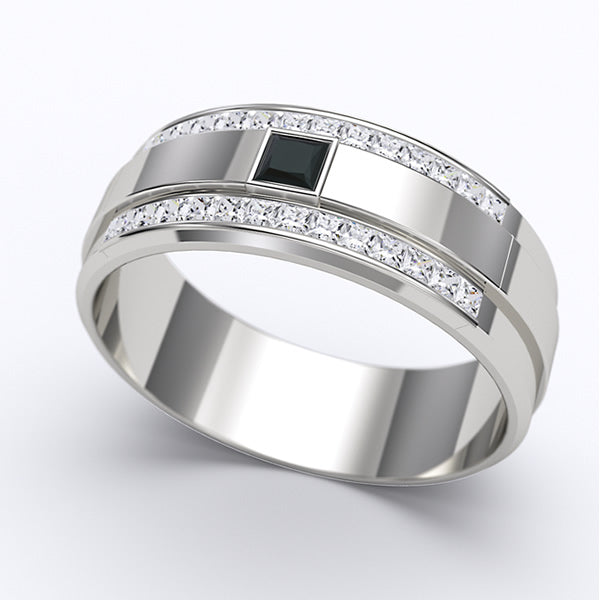 Gold with Onyx Wedding Band