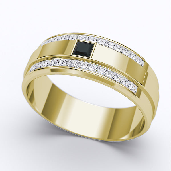 Gold with Onyx Wedding Band