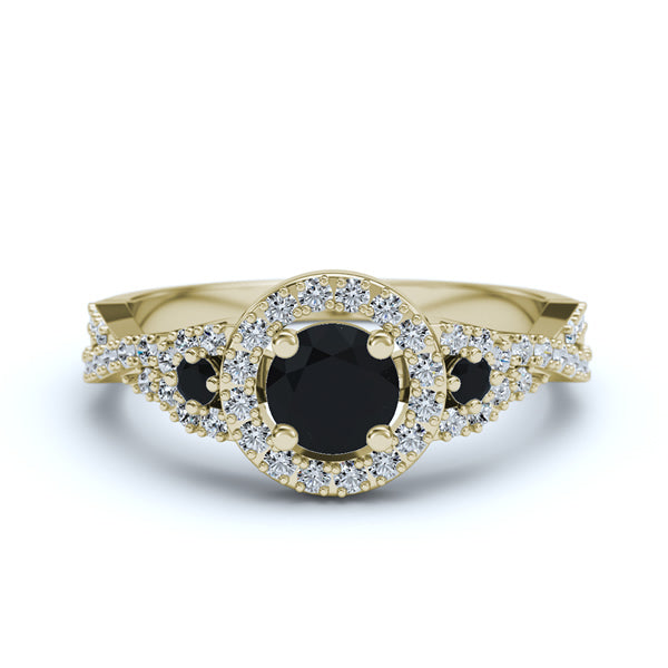 Gold with Black Onyx Engagement Ring - 05GG37