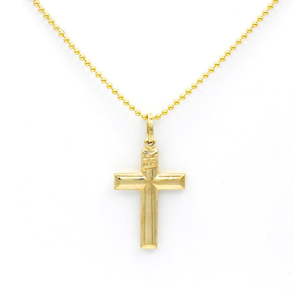22" 14k Yellow Gold Cross Pendant and Necklace - 05NC02