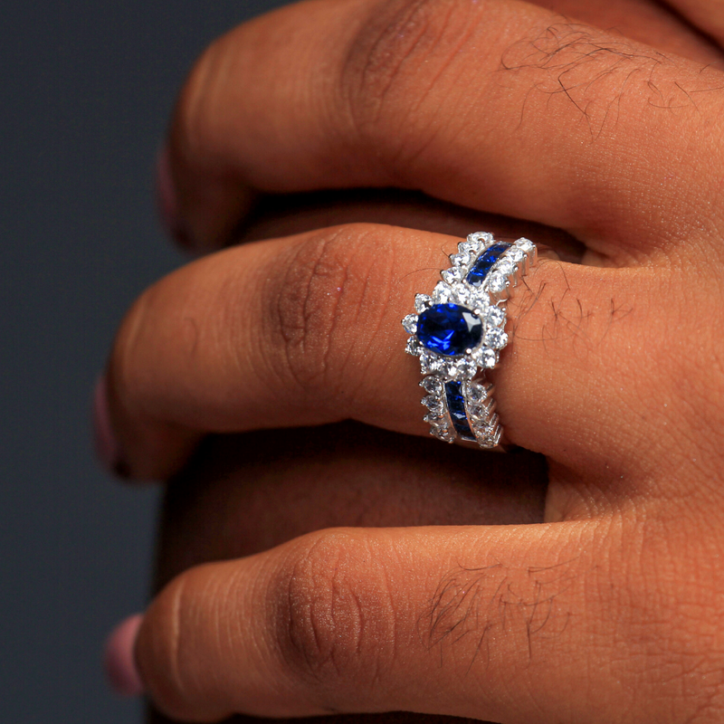 Sterling Silver Sapphire Engagement Ring - 06AS83