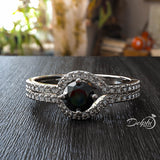 Round Cut Halo Black Diamond Engagement Ring - 06GG09