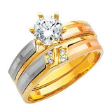 3 Tri-color Gold Round-cut Bridal Set