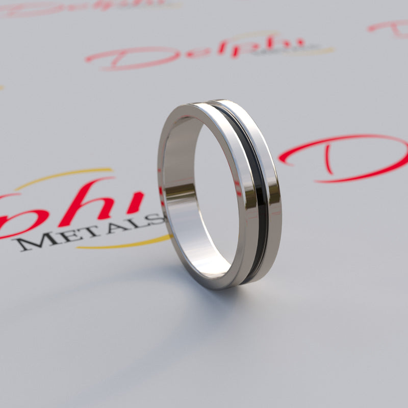 10k White Gold Wedding Band with Black Onyx - 06GG36