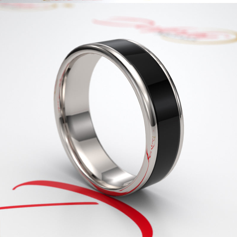 White Gold with Black Onyx Wedding Band - 06GG49