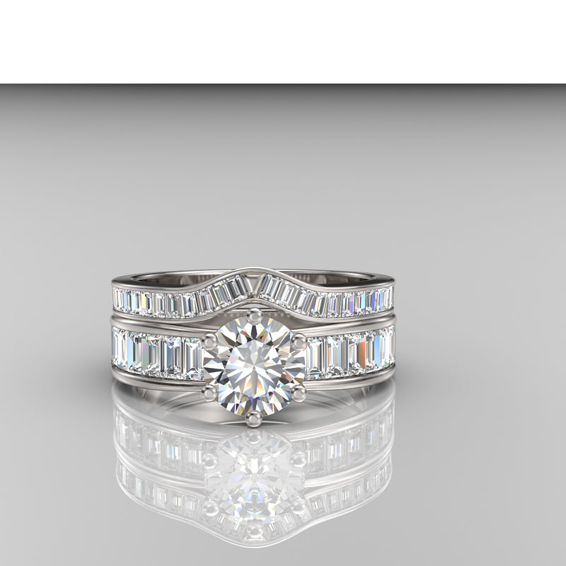 Baguette Cut Gold Bridal Set - 06GG56
